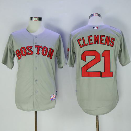 Boston Red Sox #21 Roger Clemens Grey Cool Base Stitched MLB Jersey