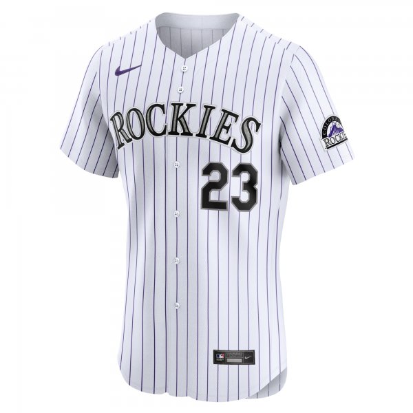 Men's Colorado Rockies Kris Bryant Nike White Home Elite Jersey