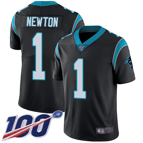 Carolina Panthers #1 Cam Newton Black Team Color Men's Stitched NFL 100th Season Vapor Limited Jersey