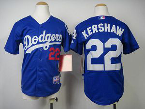 Los Angeles Dodgers #22 Clayton Kershaw Blue Cool Base Stitched Youth MLB Jersey