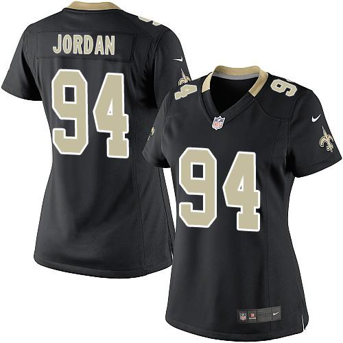 Nike New Orleans Saints #94 Cameron Jordan Black Team Color Women's Stitched NFL Elite Jersey