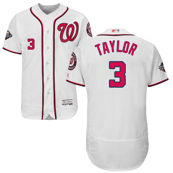 Women's Washington Nationals #3 Michael Taylor White Flexbase Collection 2019 World Series Bound Stitched MLB Jersey