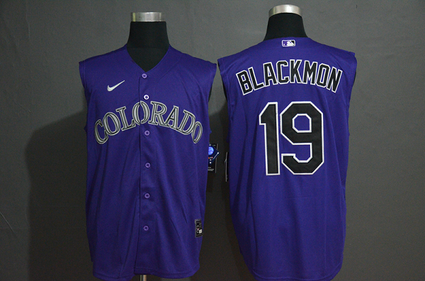 Men's Colorado Rockies #19 Charlie Blackmon Purple 2020 Cool and Refreshing Sleeveless Fan Stitched MLB Nike Jersey