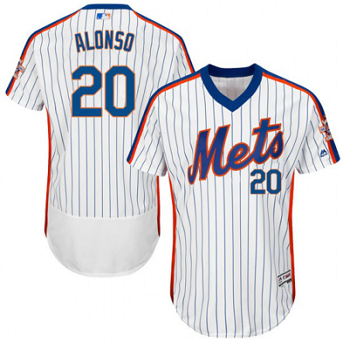 Men's New York Mets #20 Pete Alonso Majestic White Flex Base Alternate Collection MLB Jersey