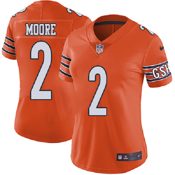 Women's Nike Chicago Bears #2 D.J. MOORE Orange Vapor Limited NFL Jersey