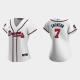 Women's Atlanta Braves #7 Dansby Swanson White 2021 MLB All-Star Game Jersey