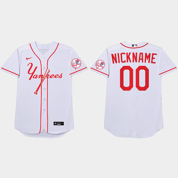 New York Yankees Custom 2021 Players Weekend Nickname White Men's Jersey