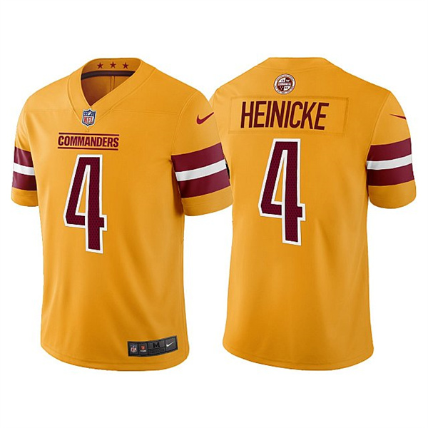 Men's Washington Commanders #4 Taylor Heinicke Gold Vapor Untouchable Stitched Football Jersey