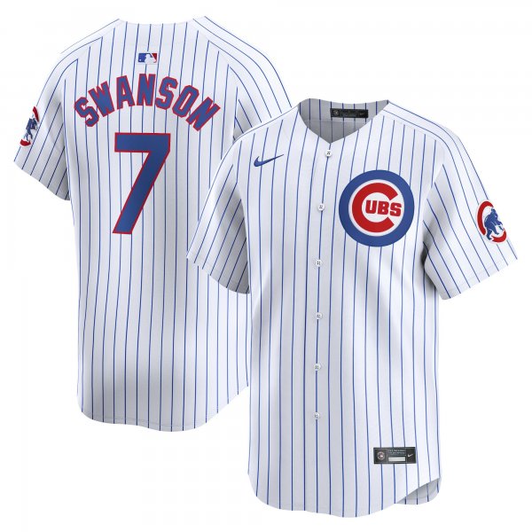 Men's Chicago Cubs #7 Dansby Swanson Nike White Home Limited Player Jersey