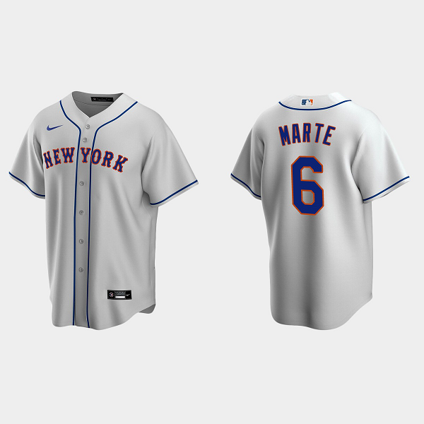 Men's New York Mets #6 Starling Marte Gray Road MLB Jersey