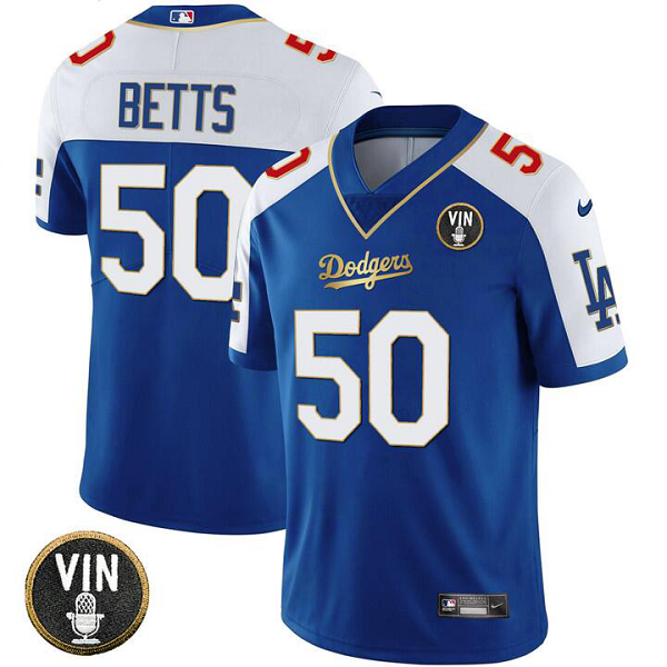 Men's Los Angeles Dodgers #50 Mookie Betts 2023 Vapor Royal Gold Jersey