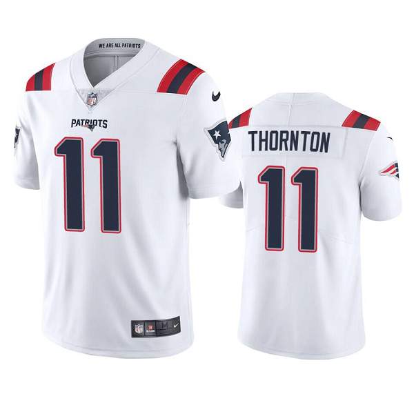 Men's New England Patriots #11 Tyquan Thornton White Vapor Limited NFL Jersey