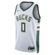 Unisex Milwaukee Bucks Damian Lillard Nike White Fear The Deer Swingman Player Jersey - Association Edition