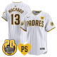 Men's San Diego Padres #13 Manny Machado Jr For Peter & Petco Park 20th Patch Vapor Premier Limited All Stitched Cool Base Jersey