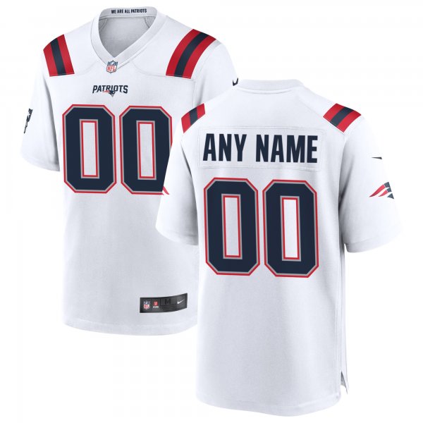 Men's New England Patriots Nike White Custom Game Jersey