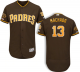 Men's San Diego Padres #13 Manny Machado Majestic Flex Base Alternate Brown On-Field MLB Jersey