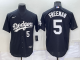 Men's Nike Los Angeles Dodgers #5 Freddie Freeman Black Stitched Cool Base MLB Jersey