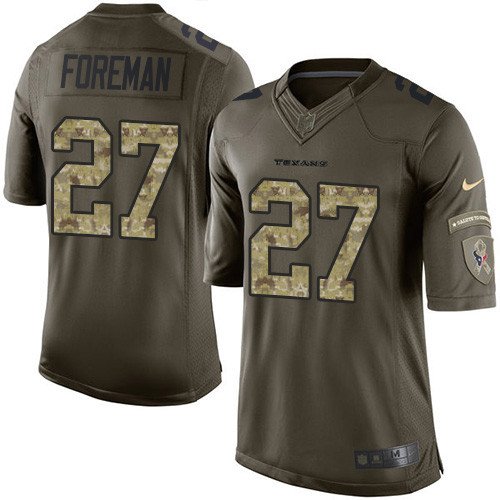 Houston Texans #27 D'Onta Foreman Men's Limited Green Nike NFL Salute to Service Jersey