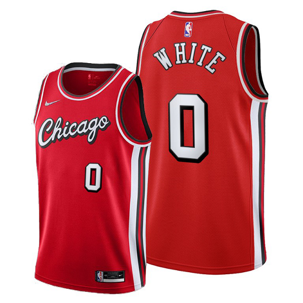 Men's Chicago Bulls #0 Coby White 2021-22 City Edition Throwback Red Jersey