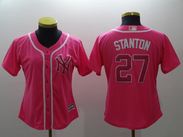 Women's New York Yankees #27 Giancarlo Stanton Pink Cool Base Stitched MLB Jersey - For Monther's Day