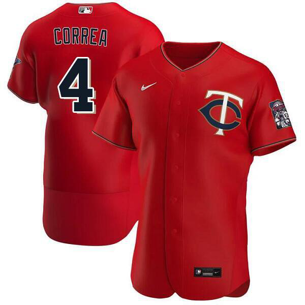 Men's Minnesota Twins #4 Carlos Correa Alternate Player Red MLB Jersey