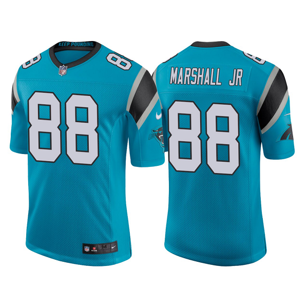 Men's Nike Carolina Panthers #88 Terrace Marshall Jr. Blue 2021 NFL Draft Vapor Limited Jersey