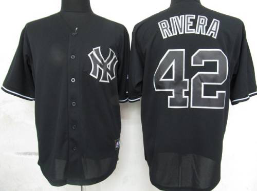 New York Yankees #42 Mariano Rivera Black Fashion Stitched MLB Jersey