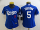 Women's Nike Los Angeles Dodgers #5 Freddie Freeman Royal Stitched MLB Jersey