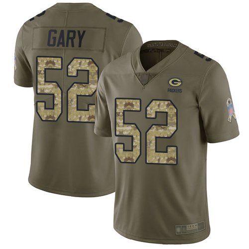 Green Bay Packers #52 Rashan Gary Olive/Camo Men's Stitched Nike NFL Limited 2017 Salute To Service Jersey