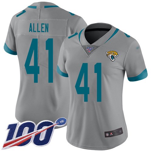 Women's Jacksonville Jaguars #41 Josh Allen SilverStitched NFL Limited Inverted Legend 100th Season Jersey