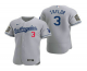 Men's Los Angeles Dodgers #3 Chris Taylor Gray 2020 World Series Road Flex Base Nike Jersey