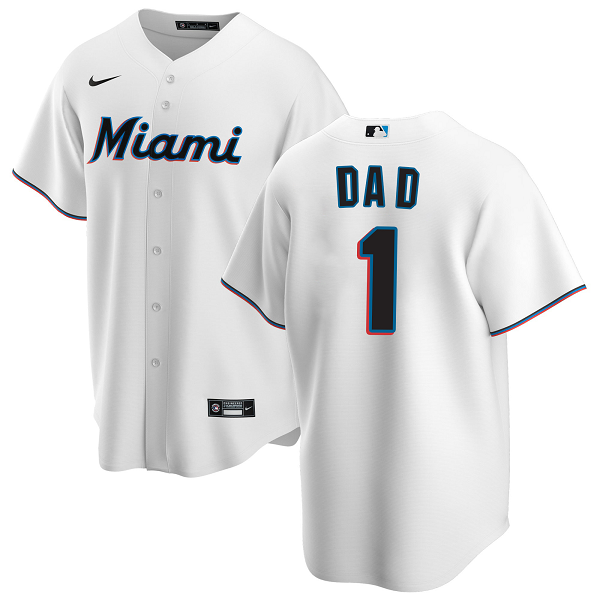 Men's Miami Marlins Nike White Home #1 Dad MLB Jersey