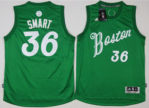 Men's Boston Celtics #36 Marcus Smart Green 2016-2017 Christmas Day Stitched NBA Jersey