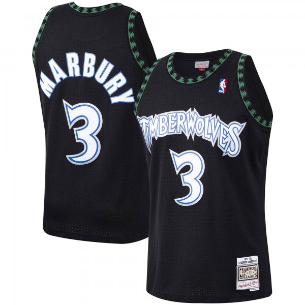 Men's Minnesota Timberwolves Stephon Marbury Mitchell & Ness Black 1997/98 Hardwood Classics Swingman Jersey