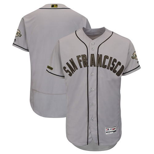 Men's San Francisco Giants Blank Majestic Gray 2018 Memorial Day Collection Flex Base MLB Team Jersey