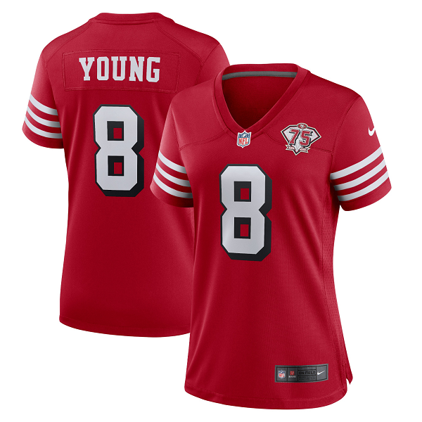 Women's San Francisco 49ers #8 Steve Young Nike Scarlet 75th Anniversary Alternate Retired Player Limited Jersey