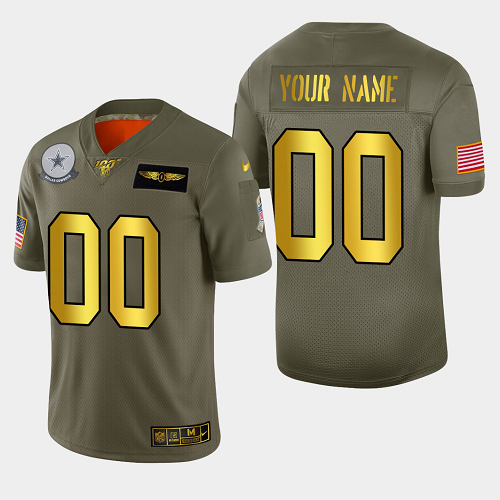 Men's Nike Dallas Cowboys Custom OliveGold 2019 Salute to Service Limited Jersey