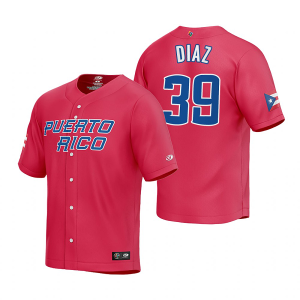 Puerto Rico Baseball Edwin Diaz Red 2023 World Baseball Classic Jersey