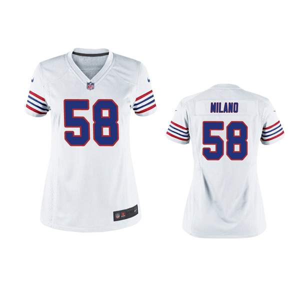 Buffalo Bills #58 Matt Milano White Throwback Game Jersey - Women