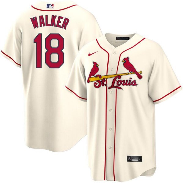 Men's St. Louis Cardinals #18 Jordan Walker Yellow Alternate Cream Jersey