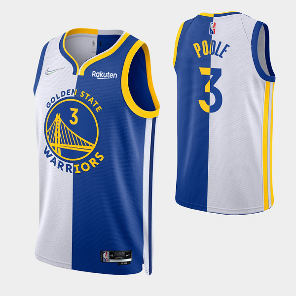 Men's Golden State Warriors Jordan Poole #3 Red White Split Edition NBA Jersey