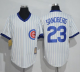 Chicago Cubs #23 Ryne Sandberg White Strip Home Cooperstown Stitched MLB Jersey