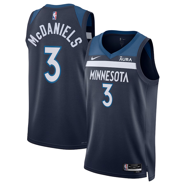 Unisex Nike #3 Jaden McDaniels Navy Minnesota Timberwolves Swingman Badge NBA Jersey - Icon Edition