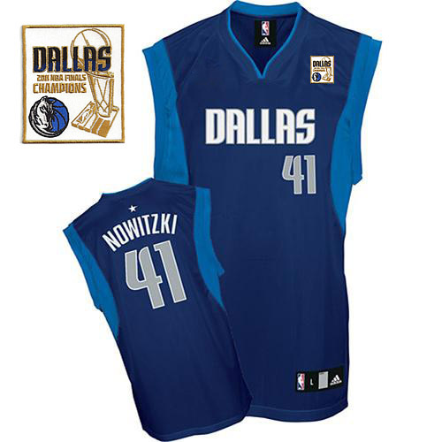 Men's Dallas Mavericks 2011 Champion Patch #41 Dirk Nowitzki Blue Stitched NBA Jersey