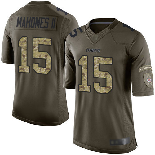 Kansas City Chiefs #15 Patrick Mahomes Green Women's Stitched NFL Limited 2015 Salute to Service Jersey