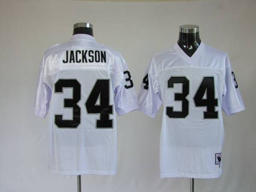 Men's Mitchell And Ness Las Vegas Raiders Bo Jackson #34 Stitched White NFL Jersey