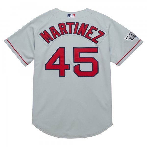 Men's Boston Red Sox Pedro Martinez Mitchell & Ness Gray 2004 Cooperstown Collection Throwback Jersey