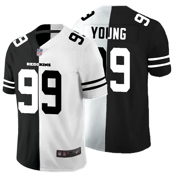 Men's Nike NFL Washington Redskins #99 Chase Young Black White Peaceful Coexisting Split 2020 Vapor Untouchable Stitched Limited Jersey