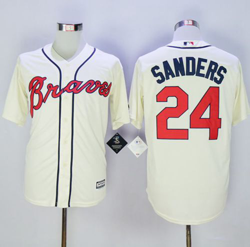 Atlanta Braves #24 Deion Sanders Cream New Cool Base Stitched MLB Jersey