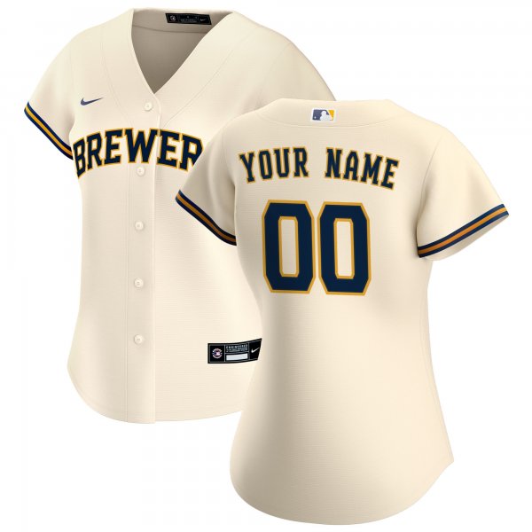 Women's Milwaukee Brewers Nike Cream Home Replica Custom Jersey